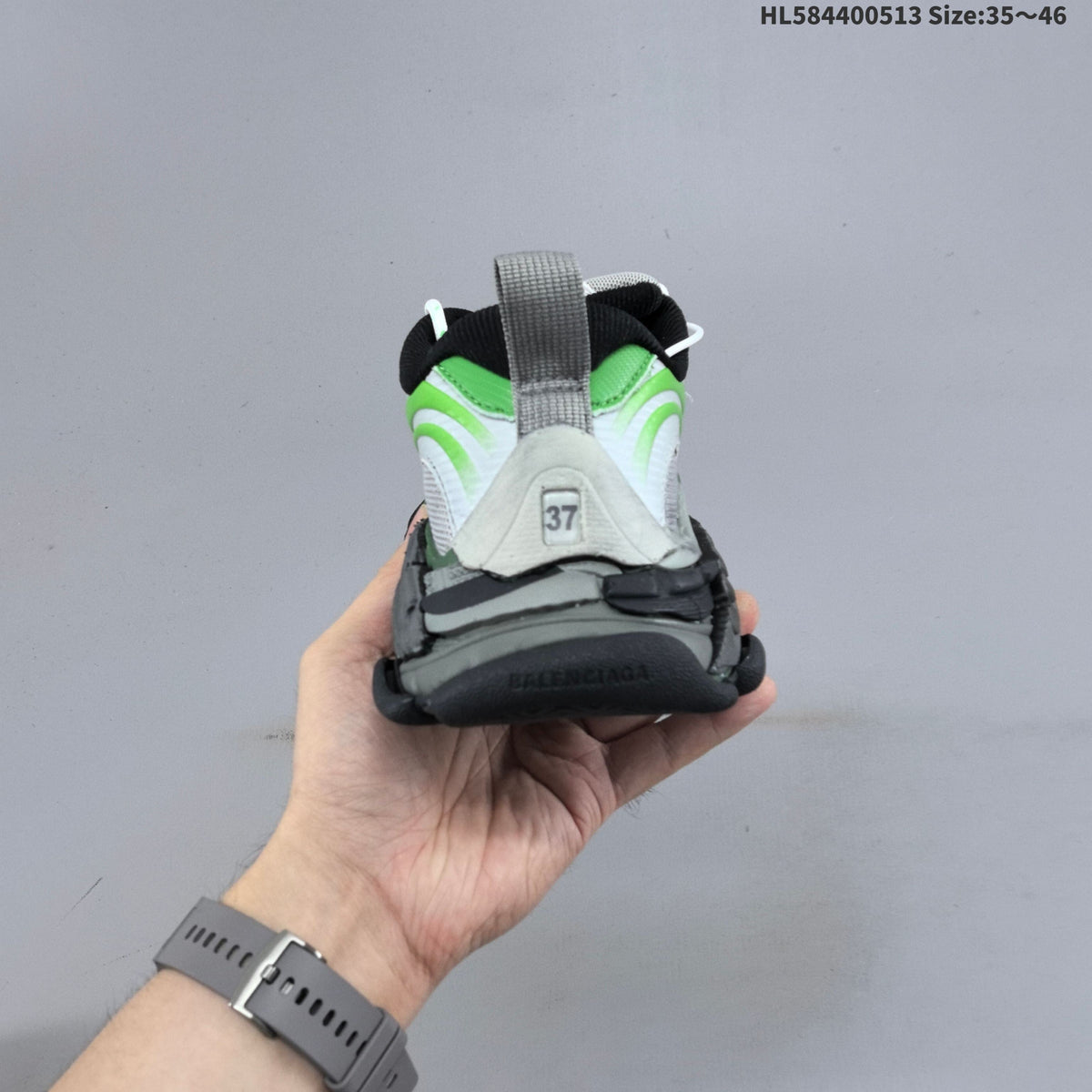 White and Green Balenciaga Triple S 2.0 Sneakers - product image from the listing.