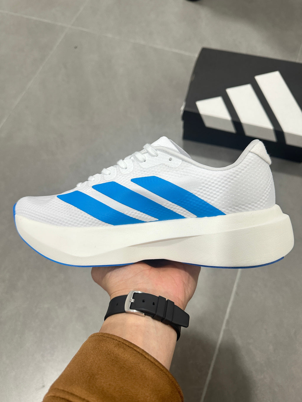 Adidas Lightstrike Pro Running Shoes in White Blue Red KJ3596 - product image from the listing.