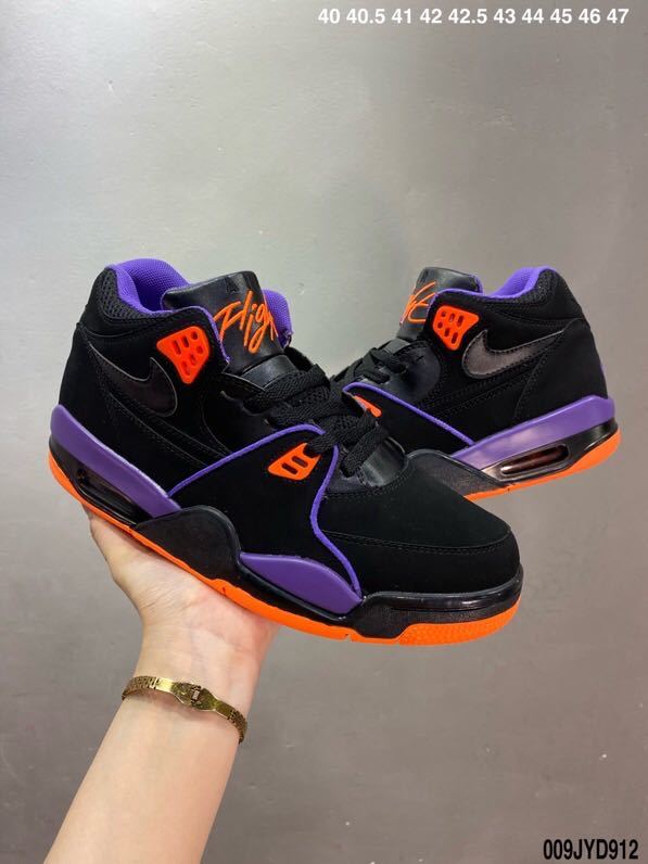 Nike Air Flight 89 Raptors Sneakers in Black Purple Orange - product image from the listing.