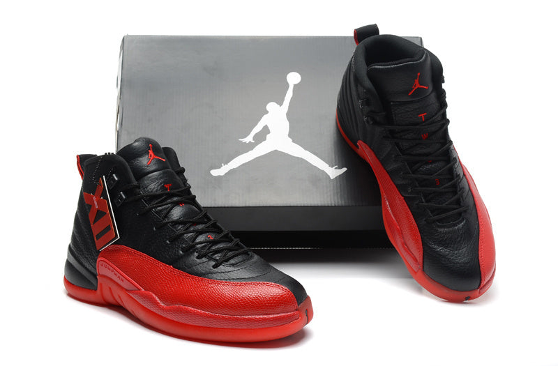 Air Jordan 12 Black and Red High-Cut Basketball Sneakers - product image from the listing.