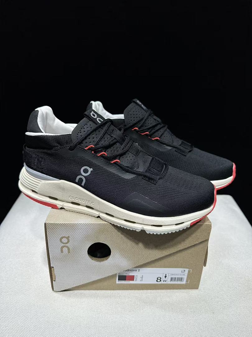 On Cloudnova 2 Sneakers in Black and Red - product image from the listing.