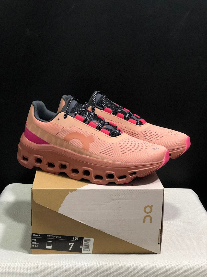 On Cloudmonster Running Sneakers in Pink - product image from the listing.