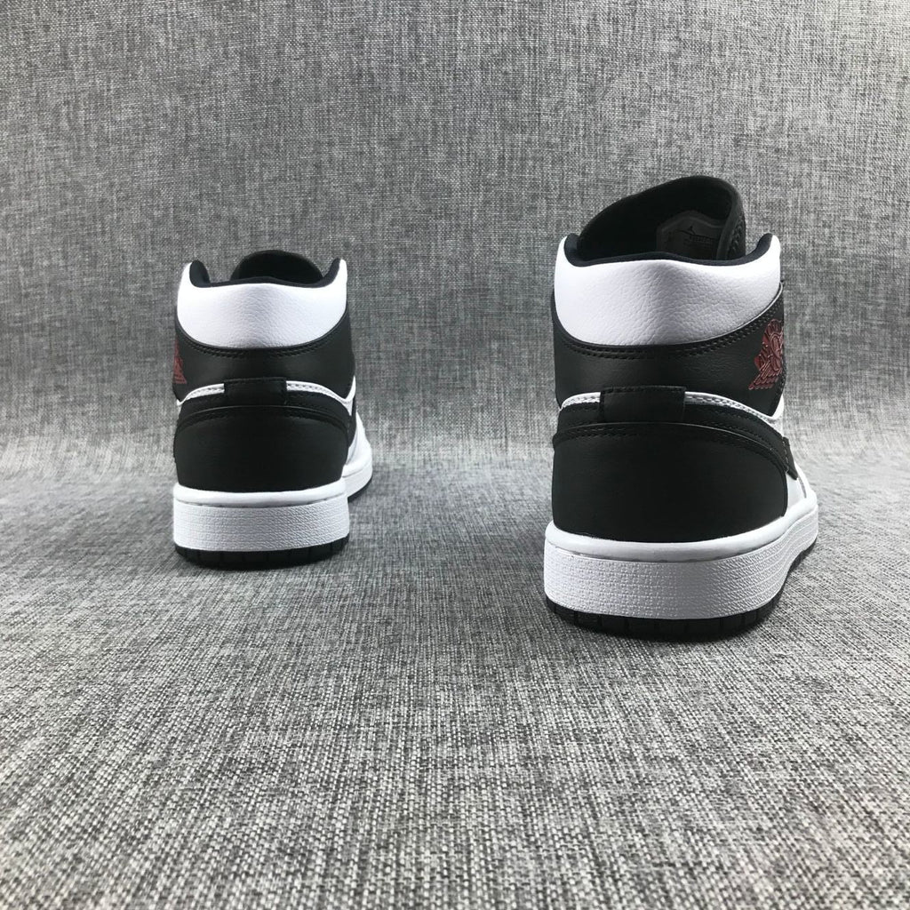 Jordan 1 Mid Reverse Black Toe Sneakers in Black and White BQ6472-101 - product image from the listing.