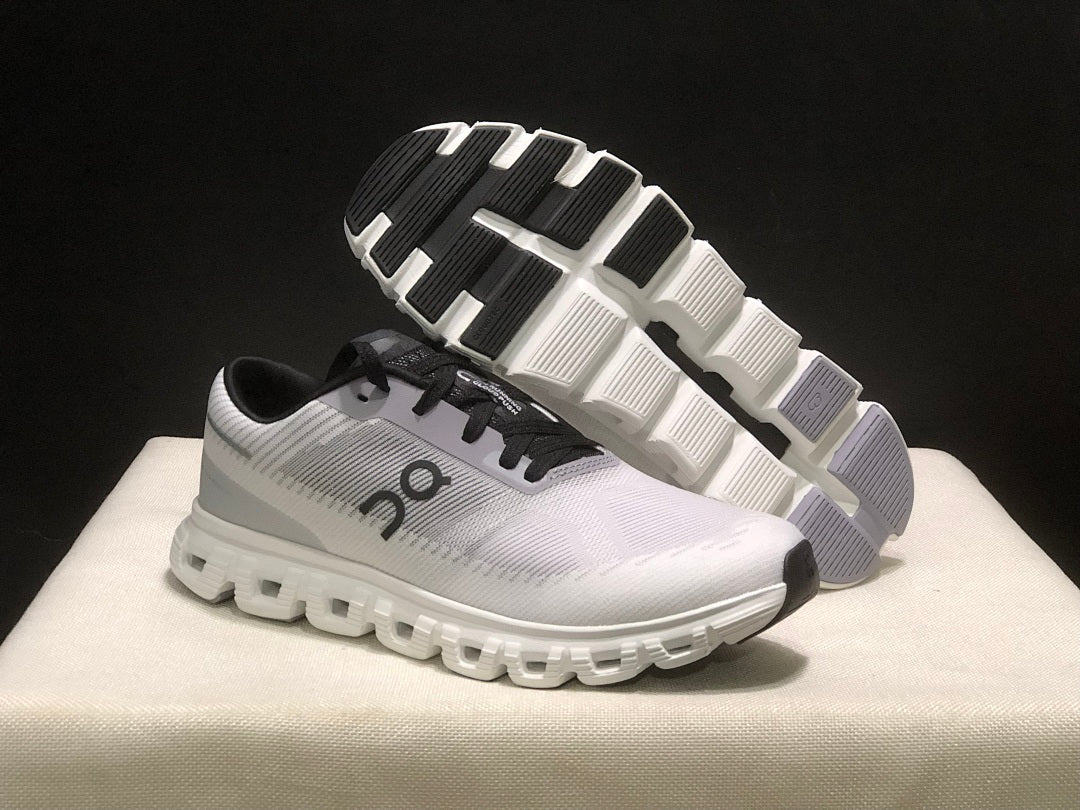 On Cloud 6 Push Sneakers in White Grey Black - product image from the listing.