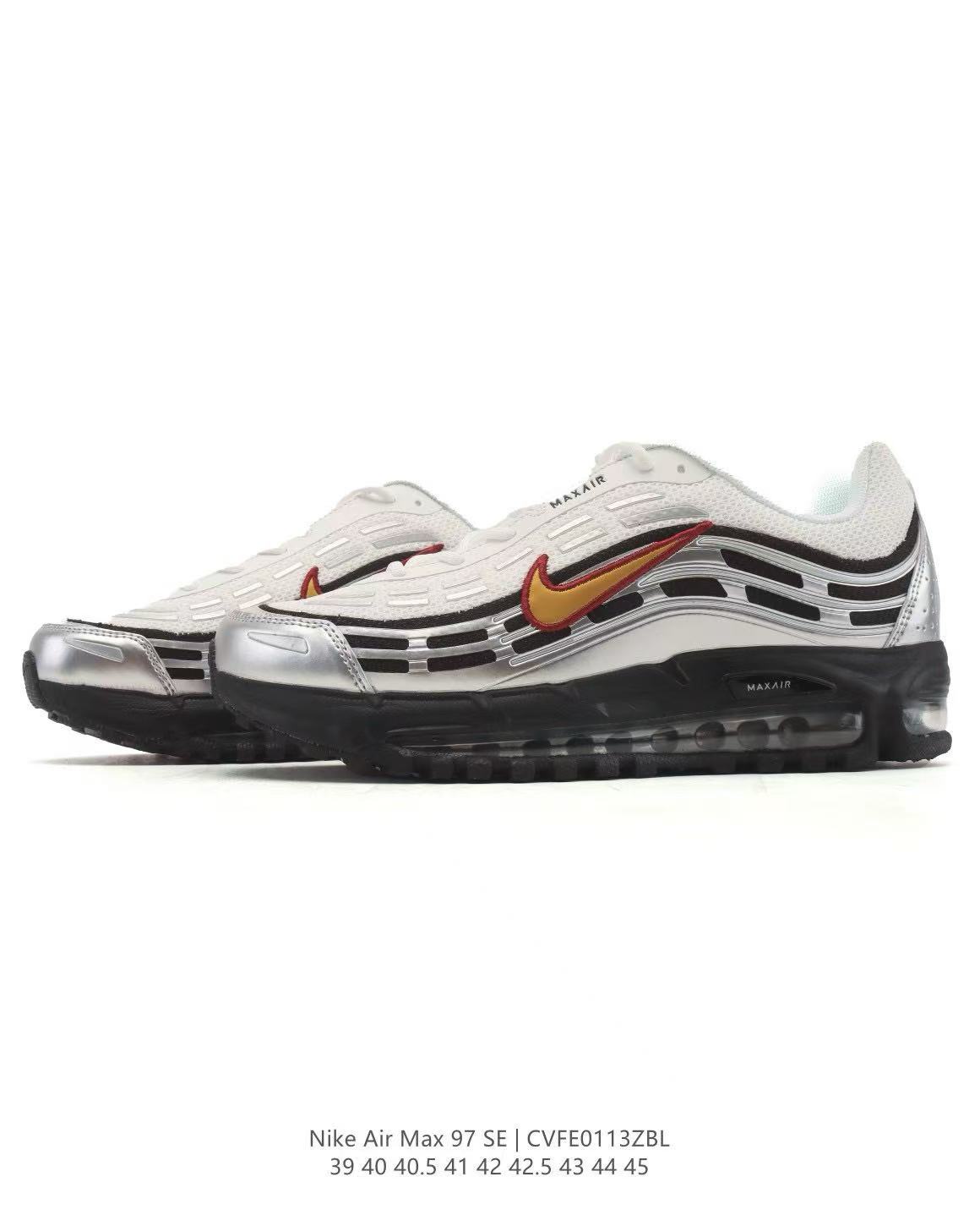 Nike Air Max 97 SE Sneakers in White Silver Gold CVFF013ZBL - product image from the listing.