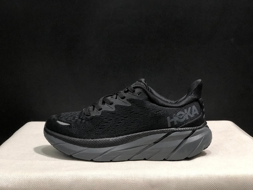 HOKA Clifton 8 Shoes for Running, Black and Ink Wash - product image from the listing.