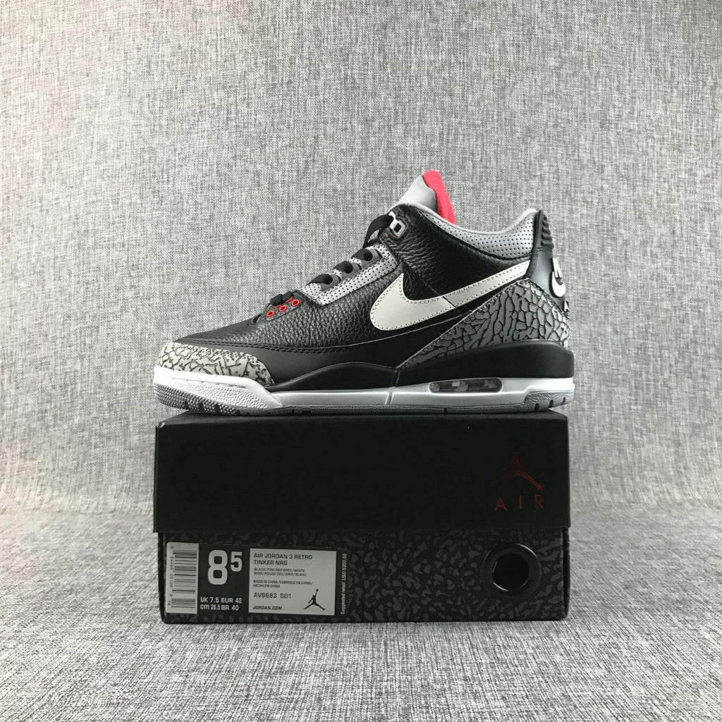 Air Jordan 3 Retro Black Cement Sneakers, in Black and Grey - product image from the listing.