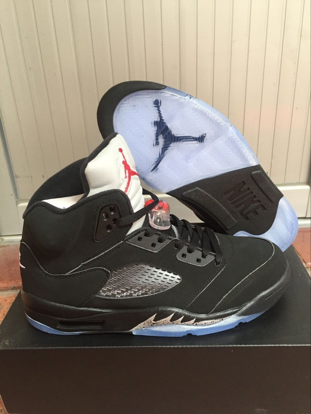Air Jordan 5 High-Top Sneakers in Black Silver - product image from the listing.