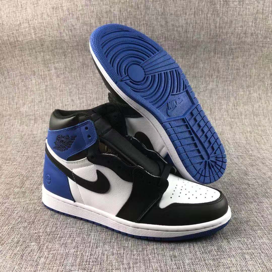 Jordan 1 Retro Fragment Sneakers in Black White Blue 716371-040 - product image from the listing.