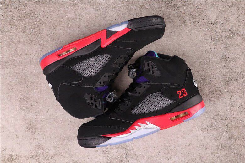 Air Jordan 5 Top 3 Sneakers Black Red Purple - product image from the listing.