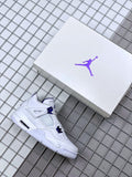 Air Jordan 4 Court Purple White and Purple Sneakers - product image from the listing.