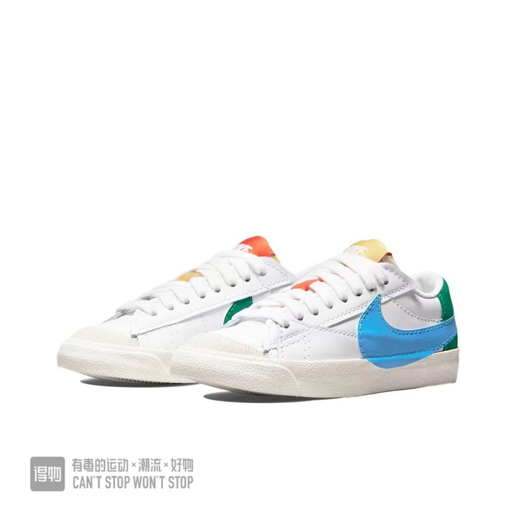 Nike Blazer Low 77 Sneakers in White Blue Green - product image from the listing.