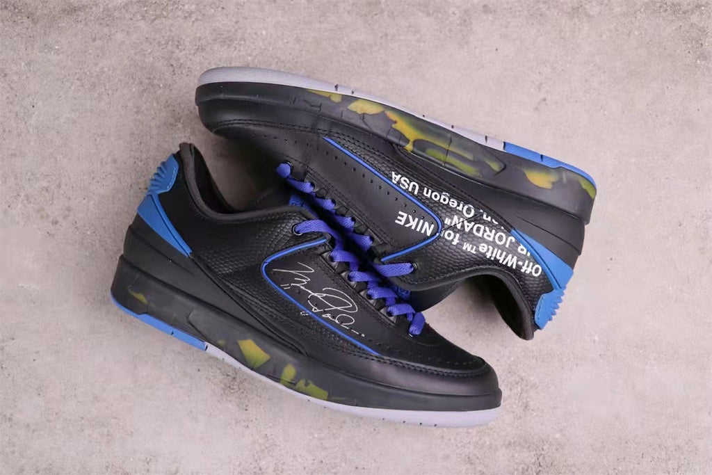 Jordan 2 Low x Sneakers in Off-White Black Blue DM7866-14 - product image from the listing.