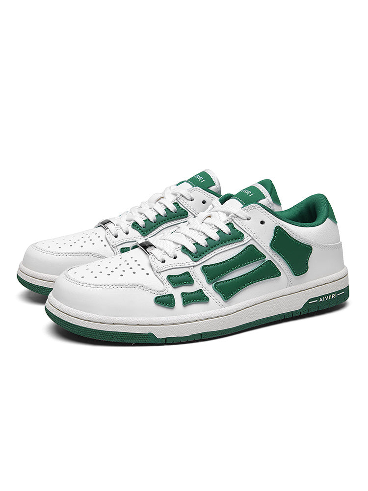 AVIRY Low-Cut Sneakers in White and Green, MFS003-114 - product image from the listing.