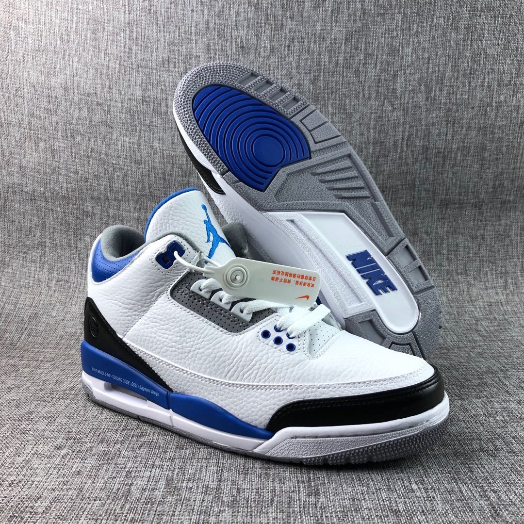 Fragment x Air Jordan 3 Sneakers in White Blue CT8532-040 - product image from the listing.