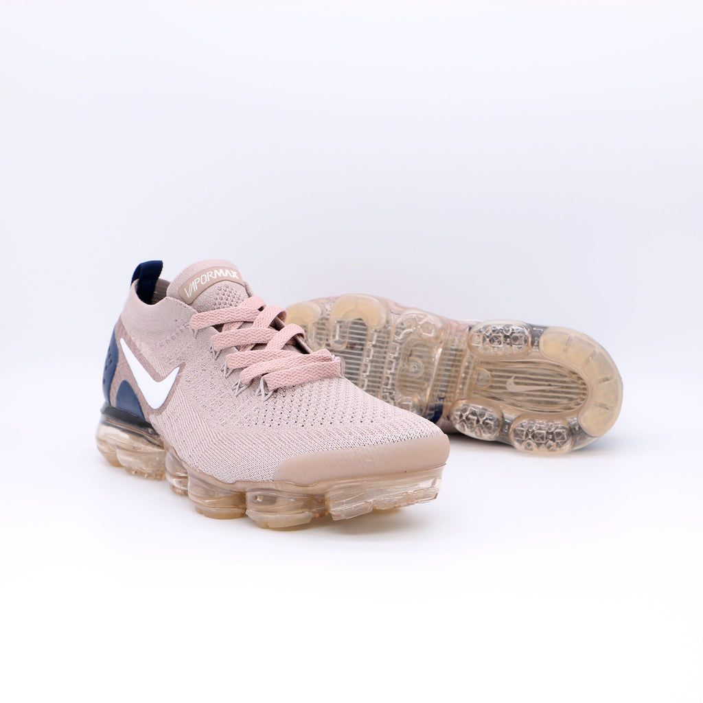 Nike Air VaporMax Flyknit Trainers, Pink and Navy, 942842-2019 - product image from the listing.