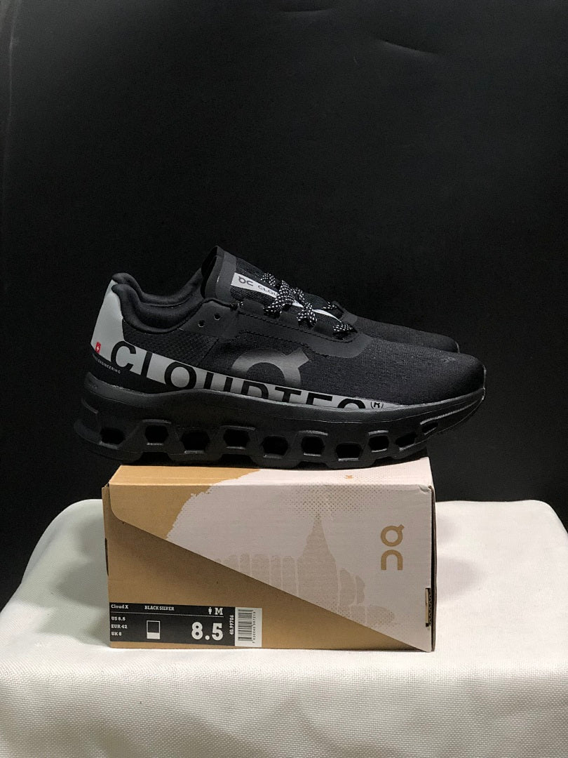 Black and Silver On Cloud X Sneakers - product image from the listing.