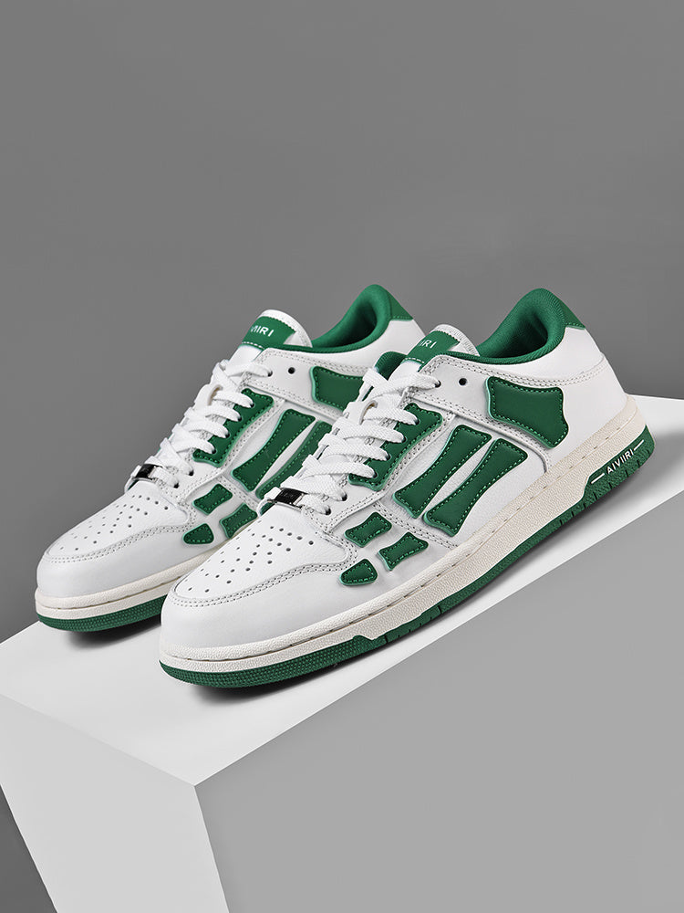 AVIRY Low-Cut Sneakers in White and Green, MFS003-114 - product image from the listing.