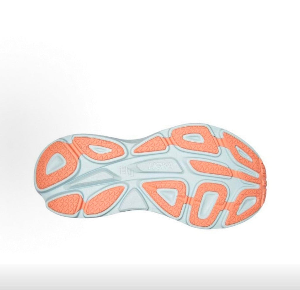 Pink and Orange HOKA Bondi 8 Running Sneakers - product image from the listing.