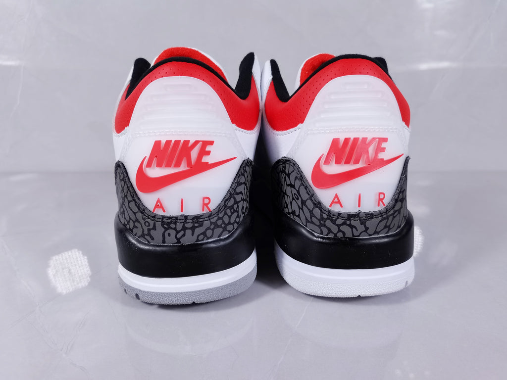 Air Jordan 3 Retro SE White Cement Fire Sneakers in Red - product image from the listing.