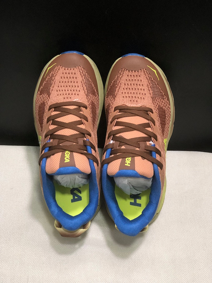 HOKA Challenger 8 Trail Running Shoes in Brown Blue - product image from the listing.
