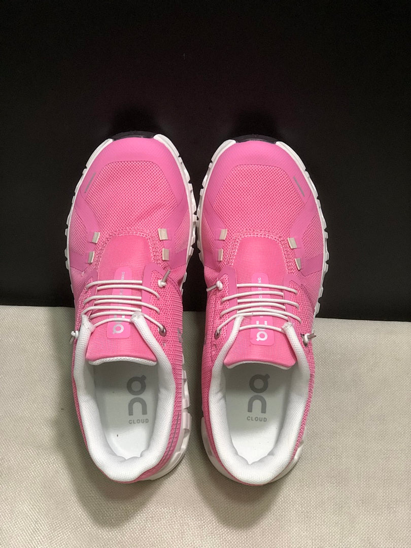 Pink and White On Cloud 6 Sneakers - product image from the listing.
