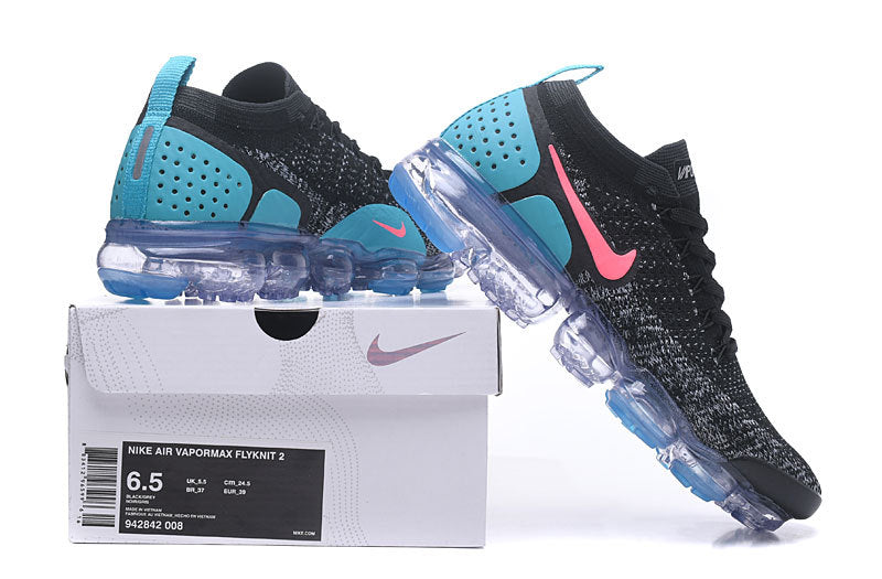 Nike Air VaporMax Flyknit 2 Sneakers in Black Turquoise - product image from the listing.