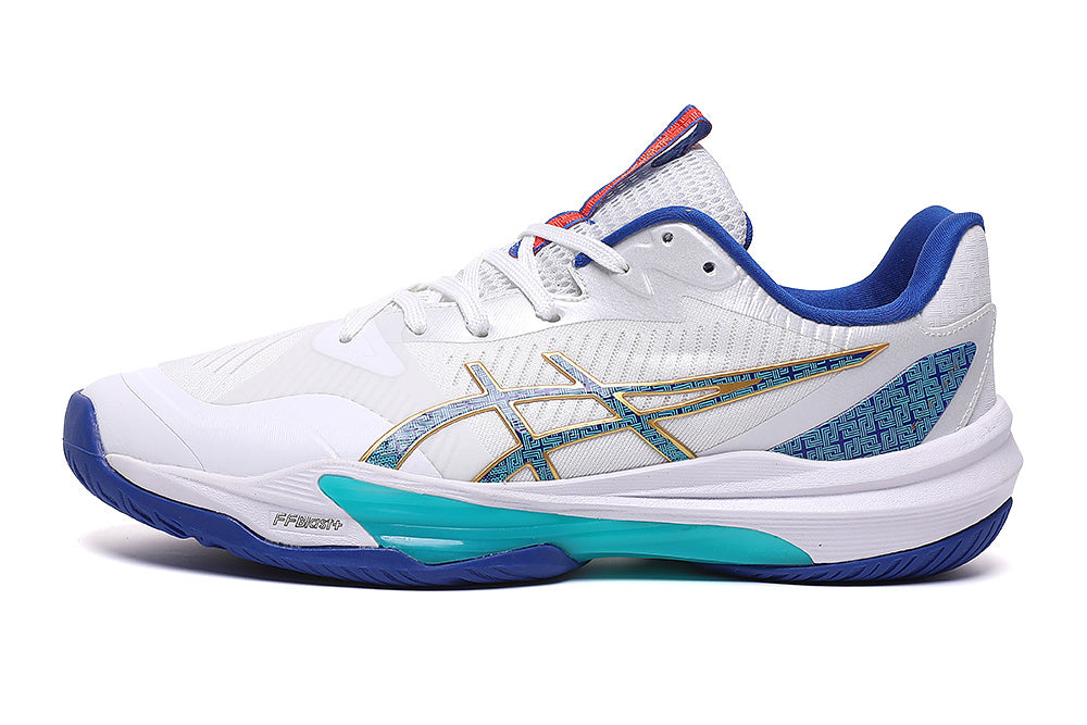ASICS Gel-Resolution Tennis Shoes in White Blue Turquoise - product image from the listing.
