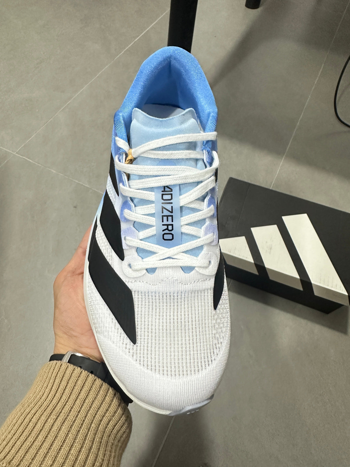 adidas Adizero JH6205 Running Shoes in White Blue - product image from the listing.