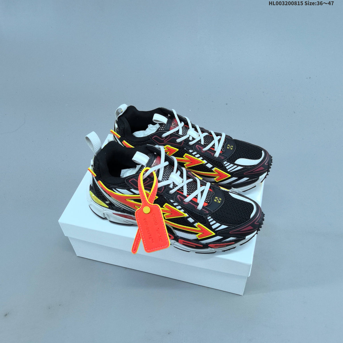 Black and Orange Off-White Be Right Back Low-Top Sneakers - product image from the listing.