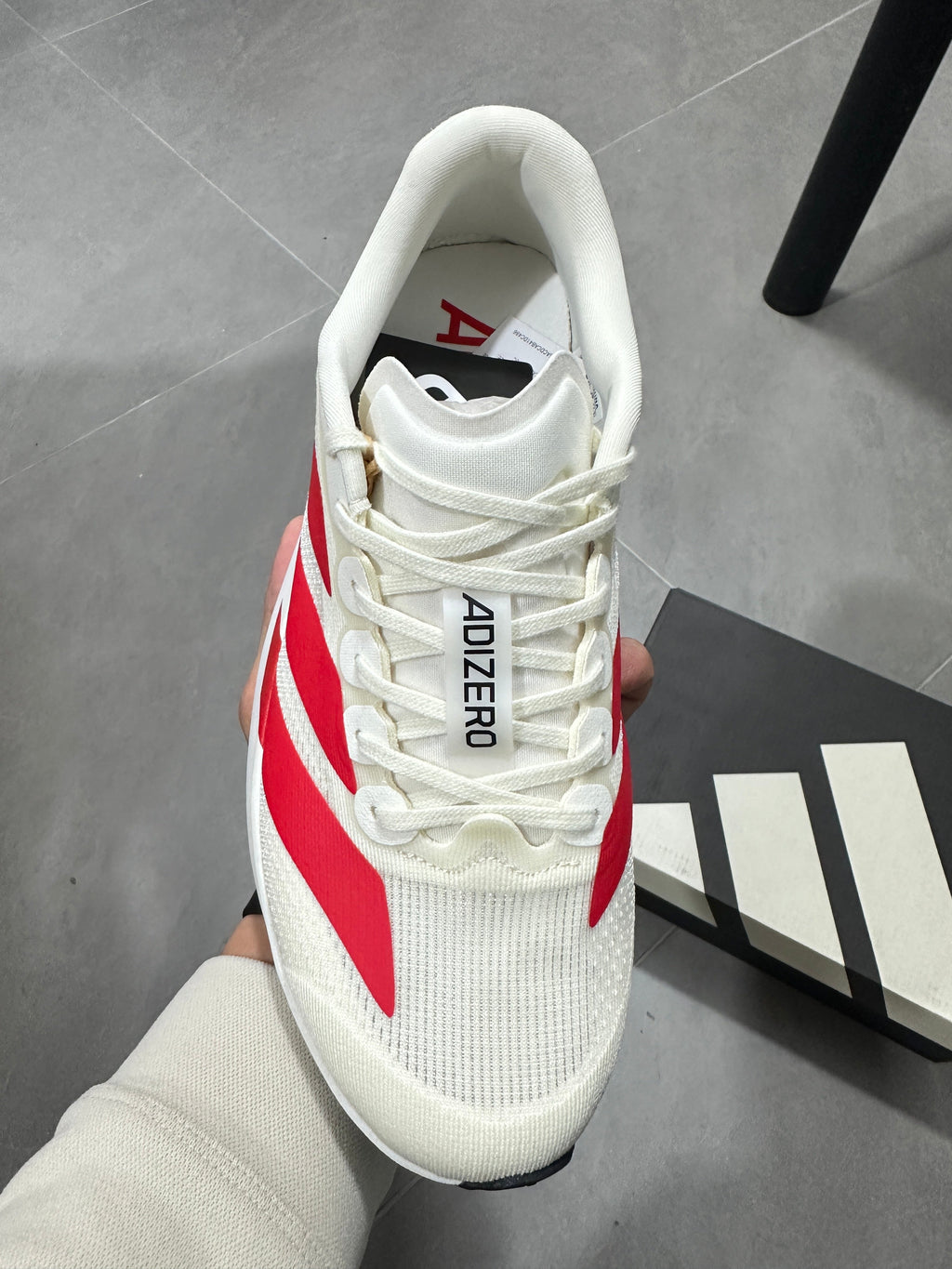 adidas Adizero Lightstrike Pro Running Shoes in White Red - product image from the listing.