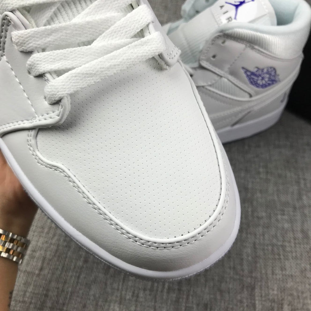 White Sneakers with Translucent Outsole - Air Jordan 1 Mid - product image from the listing.
