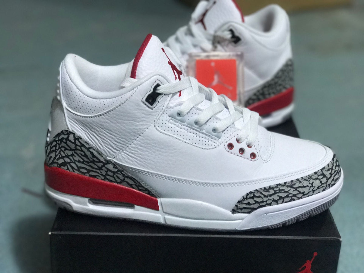 White Red Elephant Print Sneakers - Jordan 3 Retro - product image from the listing.