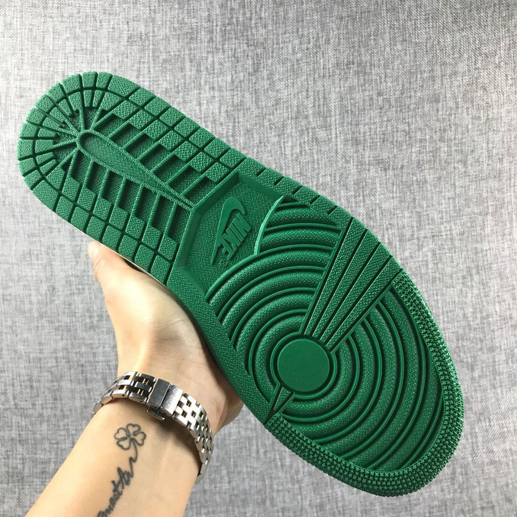 Air Jordan 1 Mid SE Sneakers in White Green Black - product image from the listing.