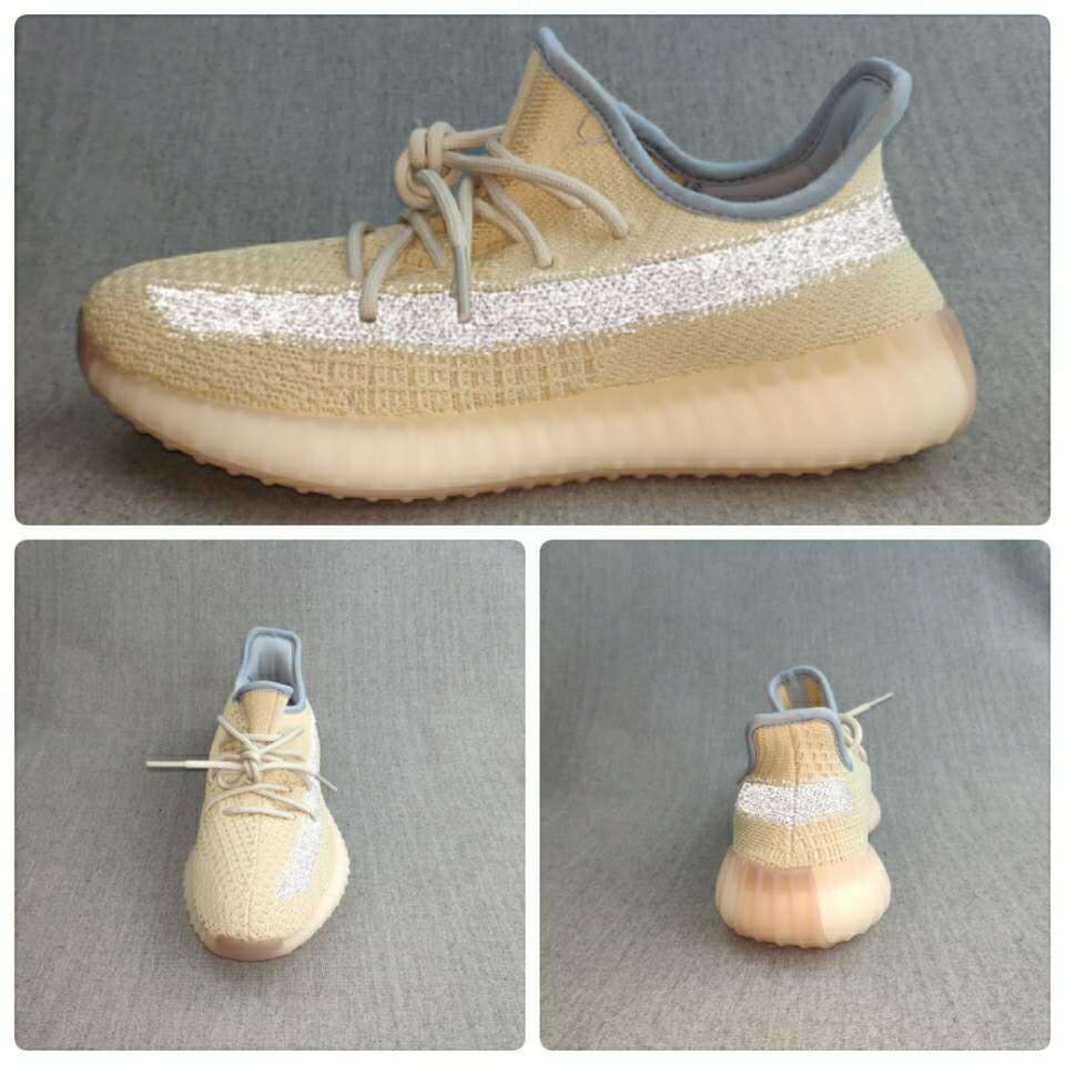 Beige Yeezy Boost 350 V2 Reflective Knit Sneakers - product image from the listing.