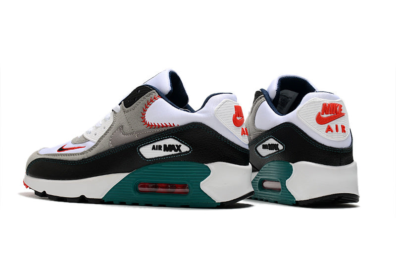Nike Air Max 90 Sneakers in White Grey Black Teal Red - product image from the listing.