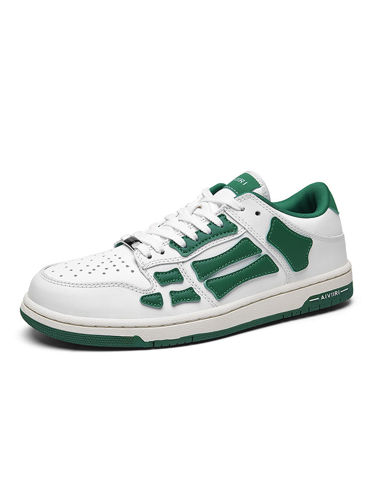 AVIRY Low-Cut Sneakers in White and Green, MFS003-114 - product image from the listing.