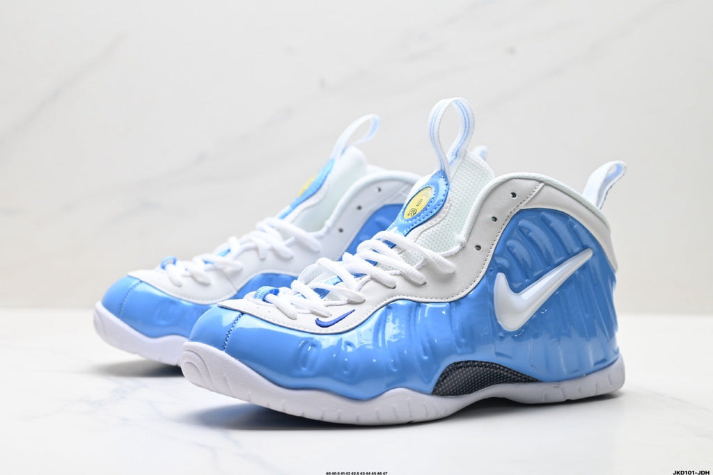 Nike Air Foamposite One Hardaway Sneakers in Blue and White - product image from the listing.