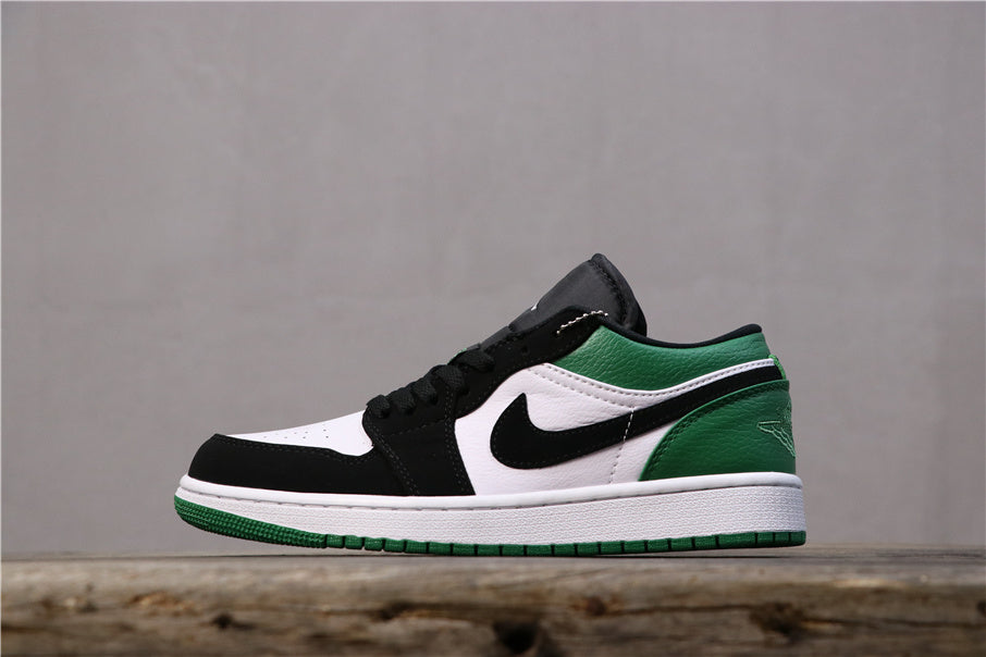 Jordan 1 Low Sneakers in Black Green 553558-113 - product image from the listing.