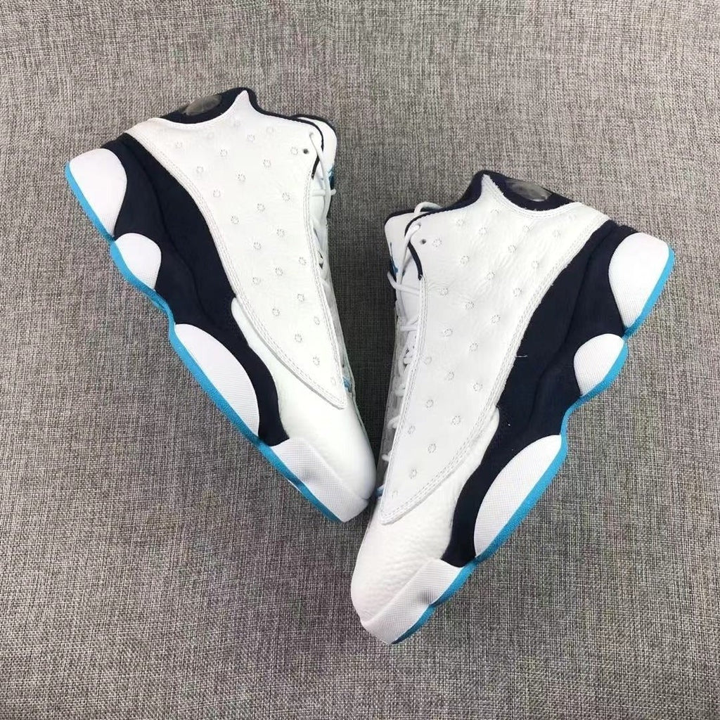 Air Jordan 13 Dark Powder Blue Sneakers White Navy - product image from the listing.