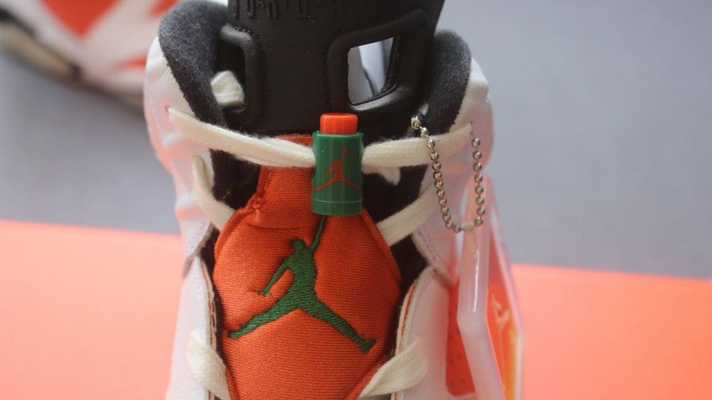 Air Jordan 6 Gatorade Basketball Sneakers in White Orange - product image from the listing.