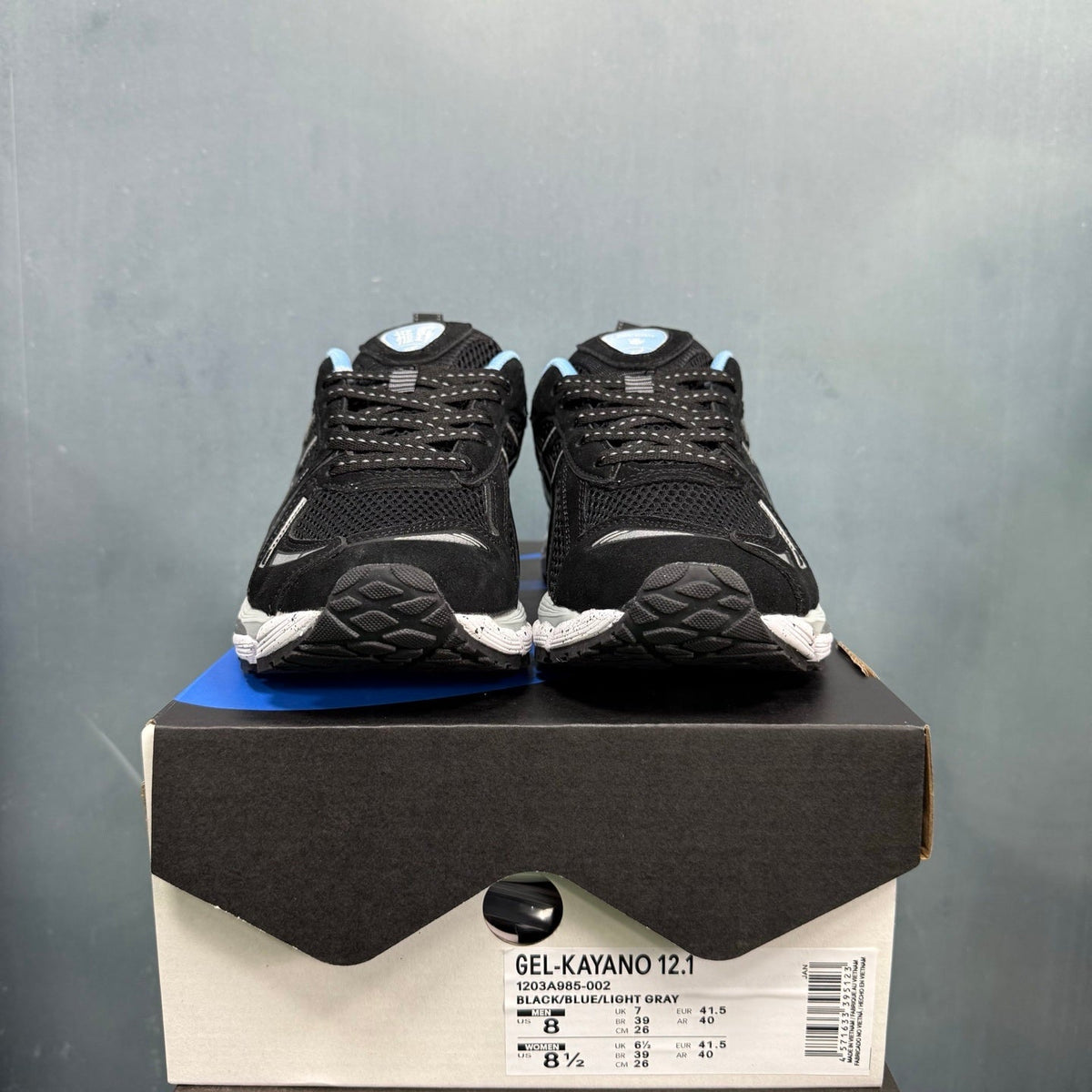 ASICS GEL-KAYANO 12.1 Running Sneakers in Black Blue - product image from the listing.