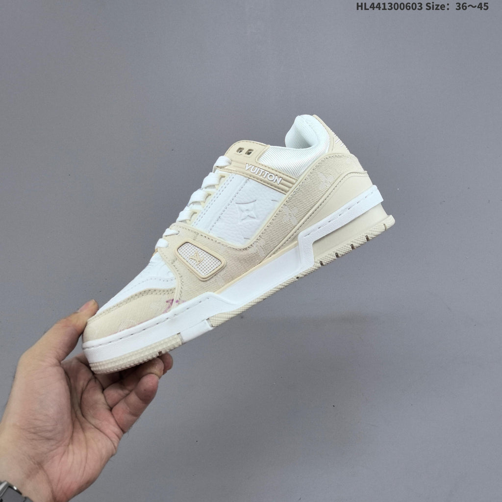 Black and White Louis Vuitton Trainer Low-Top Sneakers - product image from the listing.