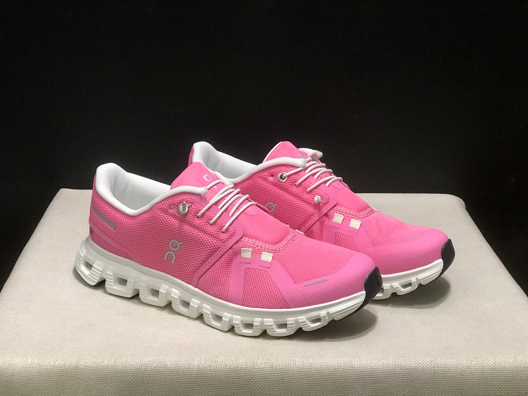 Pink and White On Cloud 6 Sneakers - product image from the listing.