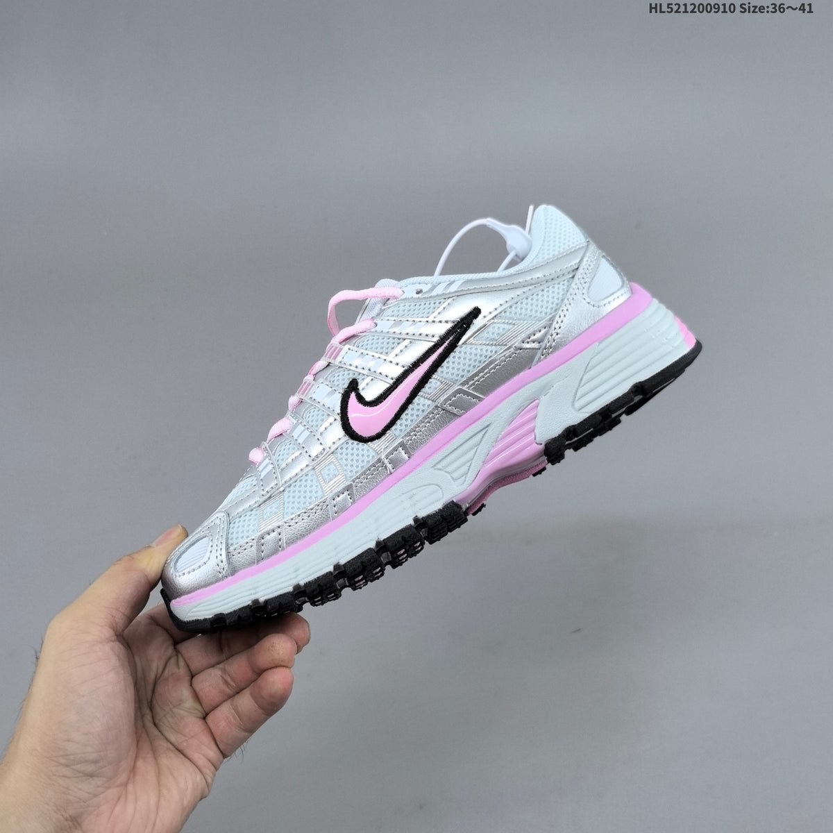 Nike P-6000 Retro Running Sneakers in Cream or in Silver Pink - product image from the listing.