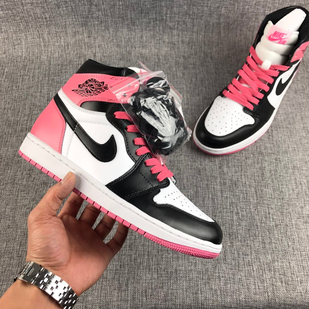 Air Jordan 1 High Sneakers Pink Black White 861428-101 - product image from the listing.
