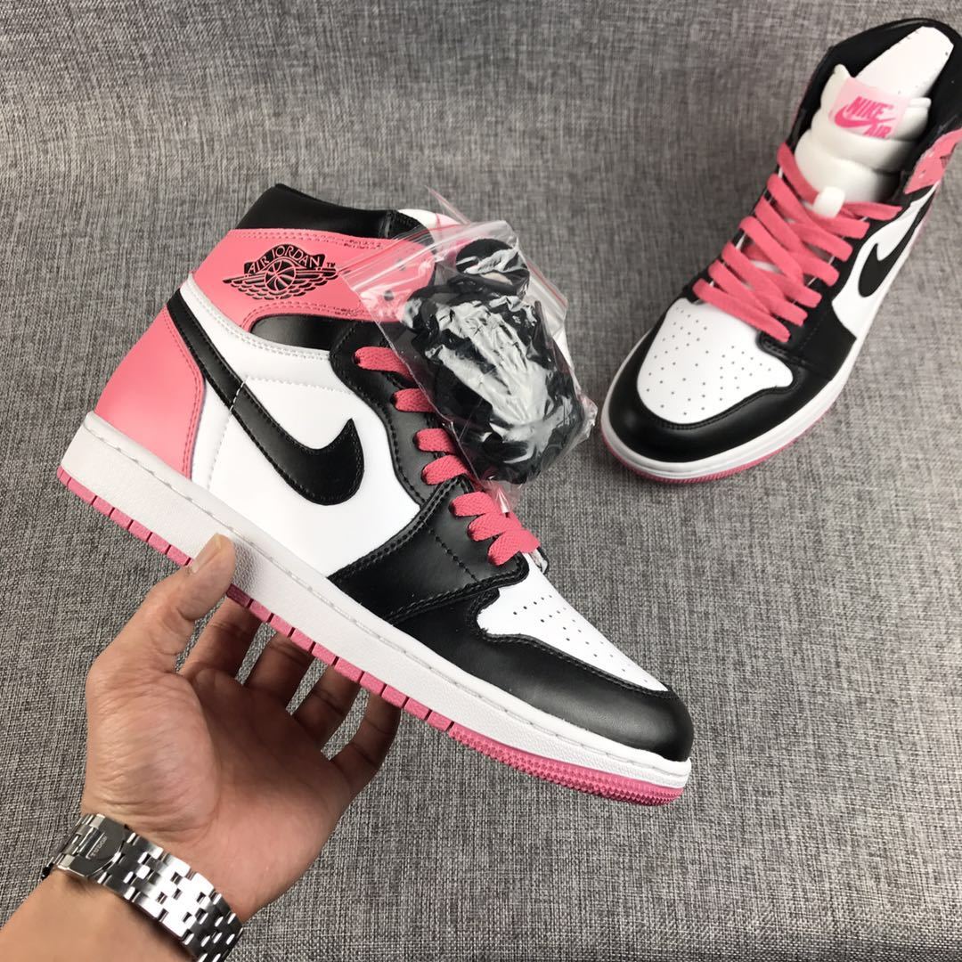 Air Jordan 1 High Sneakers Pink Black White 861428-101 - product image from the listing.