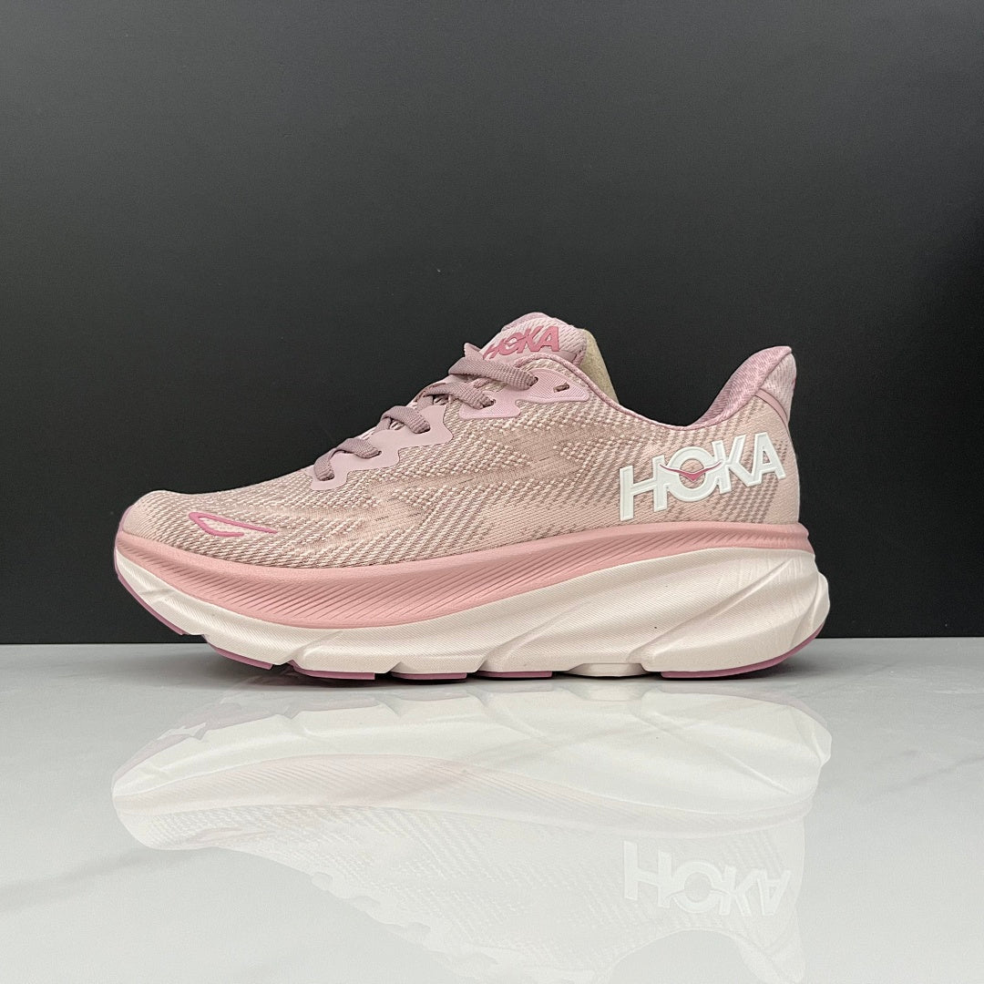 HOKA Clifton 9 Running Shoes in Pink - product image from the listing.