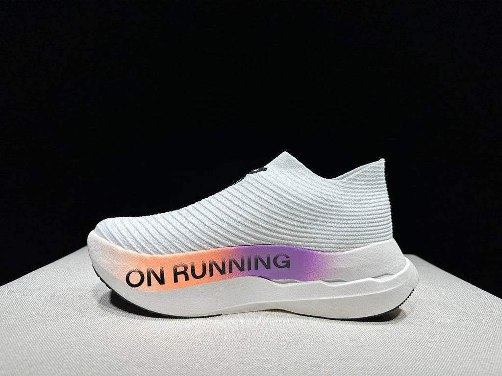 On Cloudboom Strike LS Running Shoes in White Purple - product image from the listing.