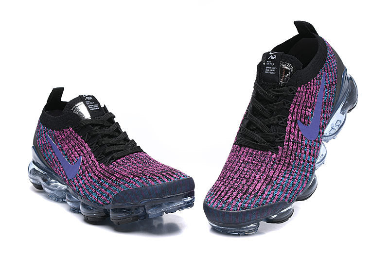 Nike Air VaporMax Flyknit 2 Sneakers in Black Purple Pink - product image from the listing.
